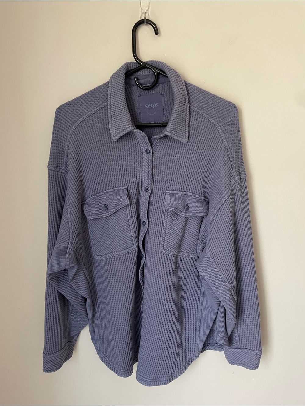 Aerie Lavender Waffle-Knit Button-Up Sweater Size Medium